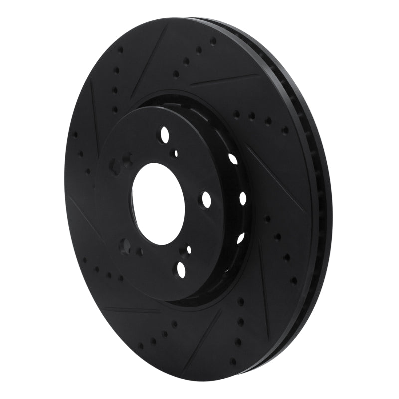 R1 Concepts R1 14-20 Acura RLX Front Left Drilled & Slotted Black Brake Rotor