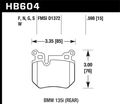 Hawk Performance Hawk BMW 135i DTC-60 Race Rear Brake Pads