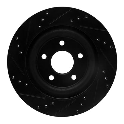 R1 Concepts R1 06-08 Jaguar S-Type Rear Right Drilled & Slotted Black Brake Rotor