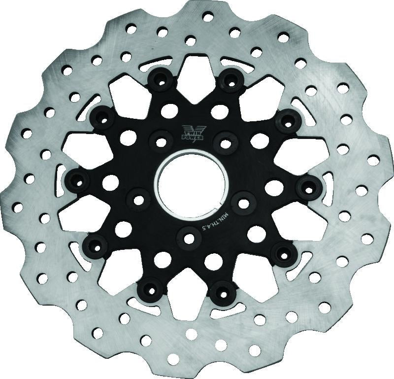TwinPower Twin Power 84-17 BT Exc 11.8 and Lug Mount 84-13 XL Front 11.5 Scalloped Floating Rotor Black Mesh