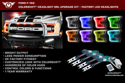 ORACLE Lighting Oracle 15-17 Ford F-150 Headlight DRL Upgrade Kit - ColorSHIFT w/ Simple Controller
