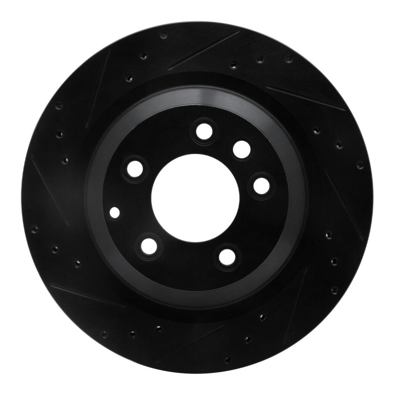 R1 Concepts R1 05-18 Porsche Cayenne Rear Left Drilled & Slotted Black Brake Rotor