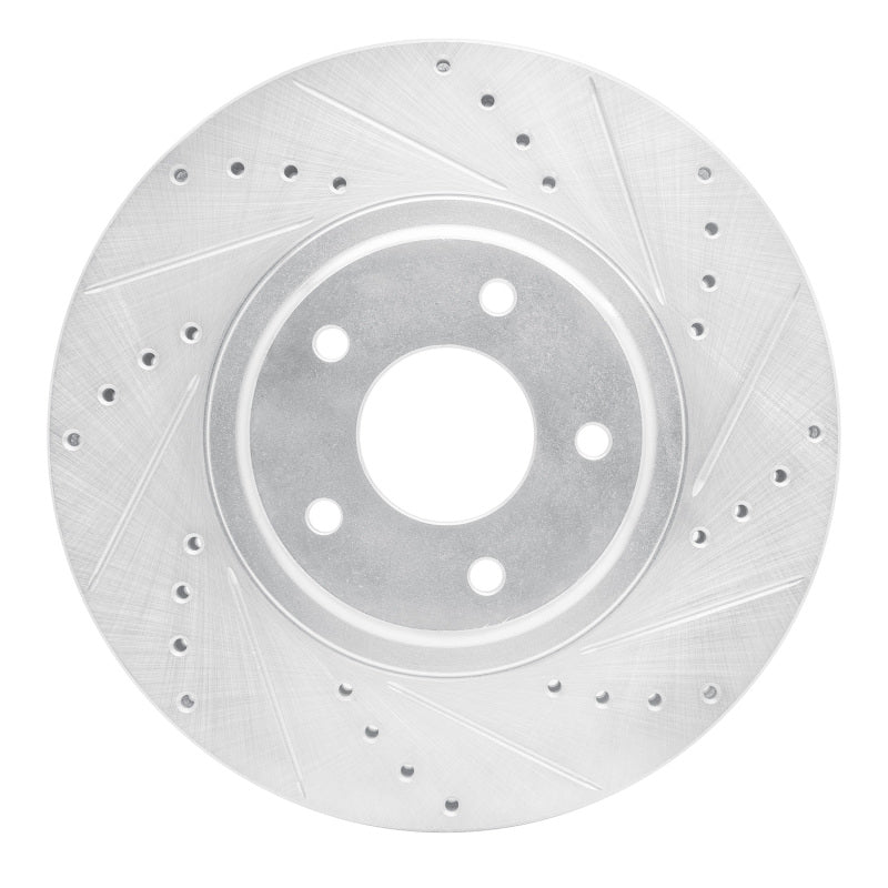 R1 Concepts R1 03-05 Nissan Maxima Front Right Drilled & Slotted Silver Brake Rotor