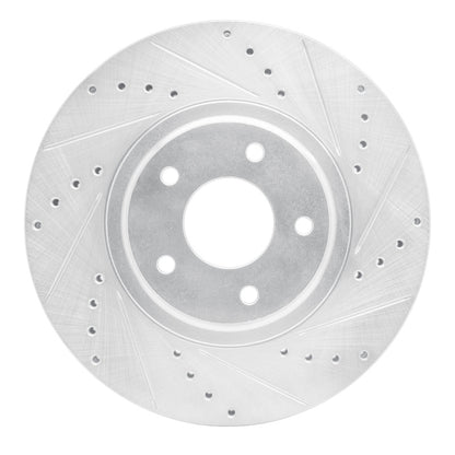 R1 Concepts R1 03-05 Nissan Maxima Front Right Drilled & Slotted Silver Brake Rotor