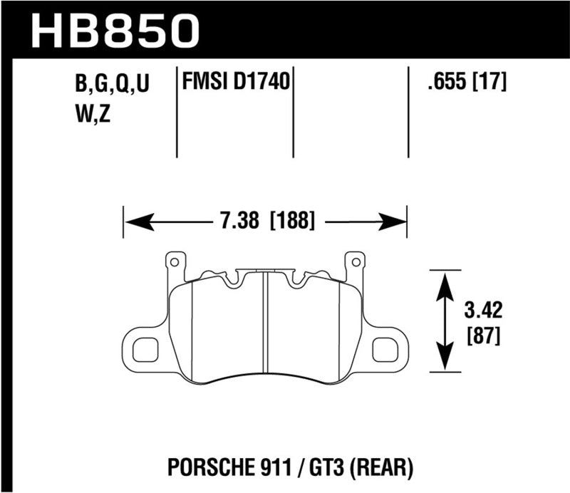 Hawk Performance Hawk Audi 14-19 Porsche 911 / 2016 Cayman / 17-19 Panamera PC Rear Brake Pads w/ Carbon Ceramics