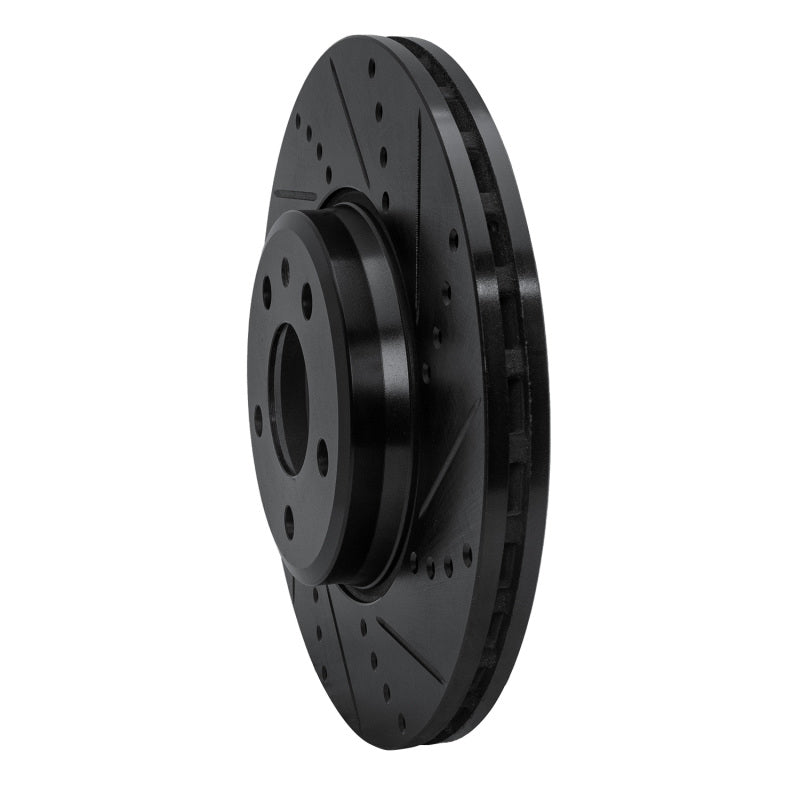 R1 Concepts R1 08-25 Audi A4 Quattro Front Right Drilled & Slotted Black Brake Rotor