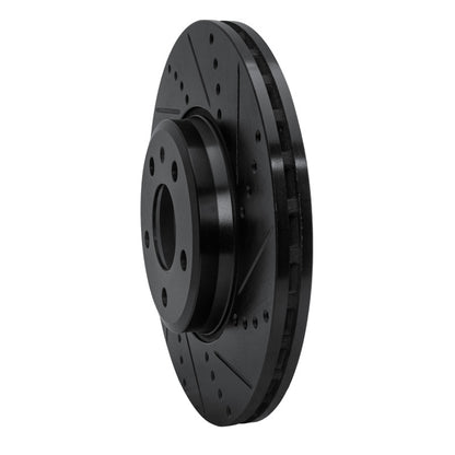 R1 Concepts R1 08-25 Audi A4 Quattro Front Right Drilled & Slotted Black Brake Rotor
