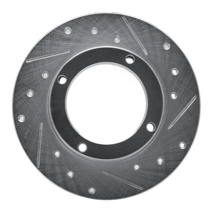 R1 Concepts R1 73-79 Honda Civic Wagon Front Right Drilled & Slotted Silver Brake Rotor