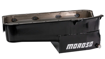 Moroso Pre-80 Chevrolet SBC (w/Driver Side Dipstick) Wet Sump 7qt 7.5in Steel Oil Pan - Black