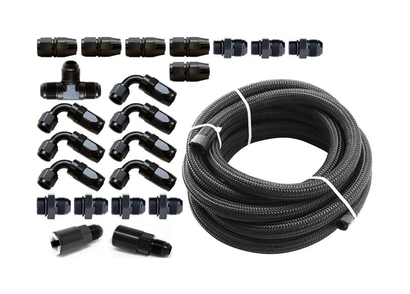 Torque Solution Braided Fuel Line Kit for -6 Aeromotive FPR & Flex Fuel Kit - 02-14 Subaru WRX