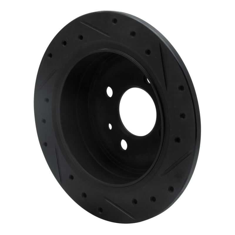 R1 Concepts R1 84-91 BMW 325IS Rear Left Drilled & Slotted Black Brake Rotor