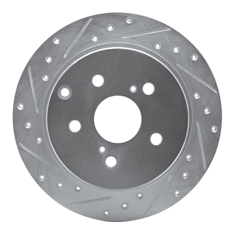 R1 Concepts R1 12-20 Toyota Mirai Rear Left Drilled & Slotted Silver Brake Rotor