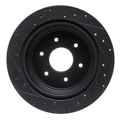 R1 Concepts R1 17-24 Nissan Titan Rear Right Drilled & Slotted Black Brake Rotor