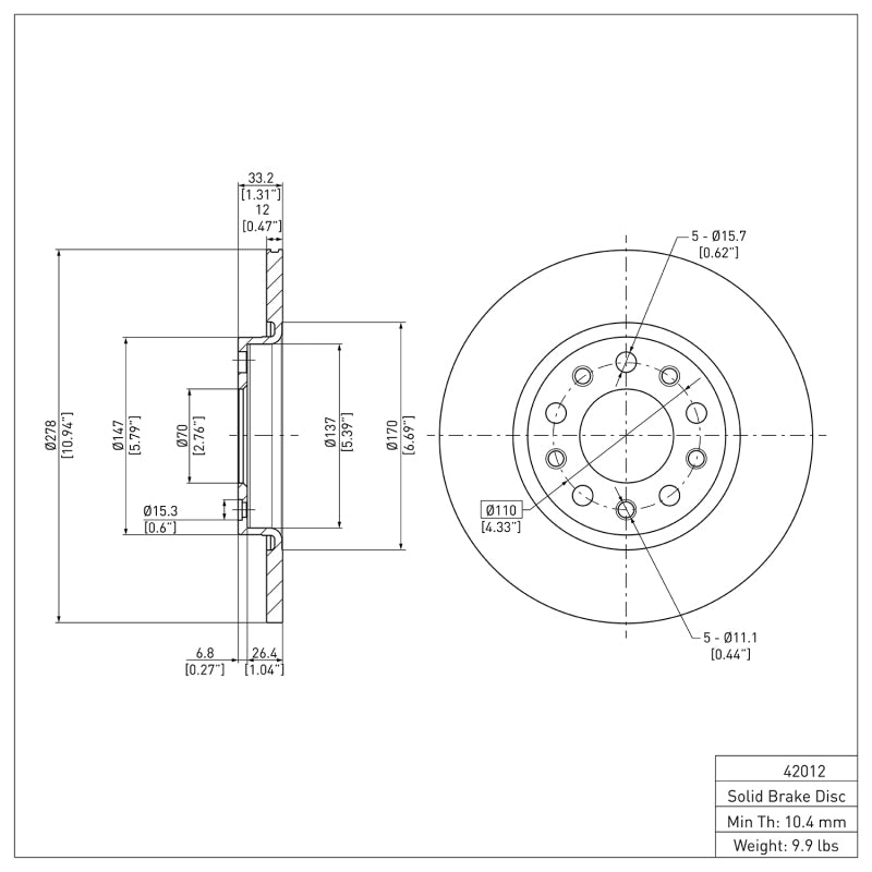 DFC 14-22 Chrysler 200 Rear Brake Rotor