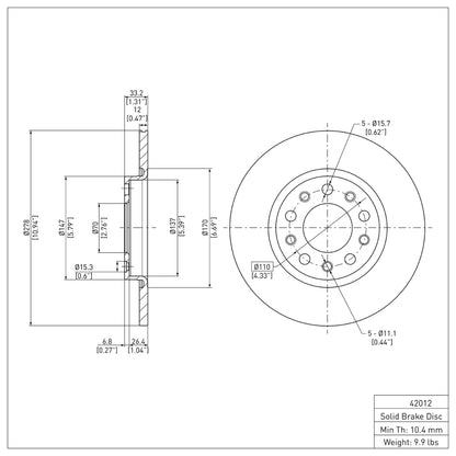 DFC 14-22 Chrysler 200 Rear Brake Rotor