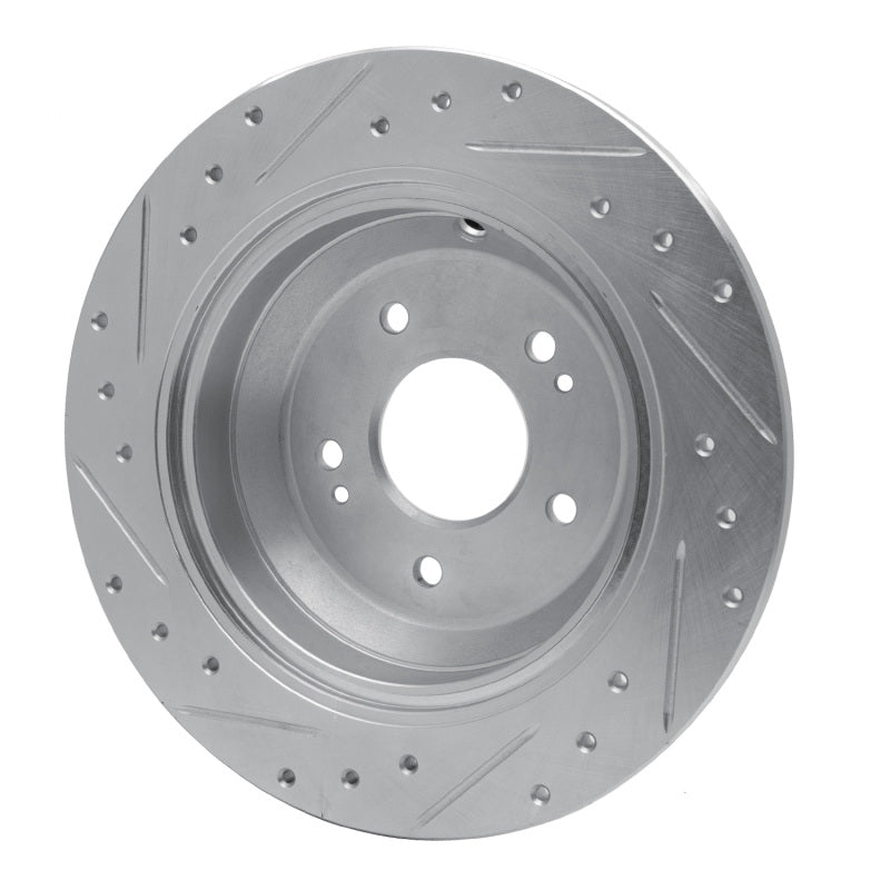 R1 Concepts R1 09-20 Genesis G80 Rear Right Drilled & Slotted Silver Brake Rotor