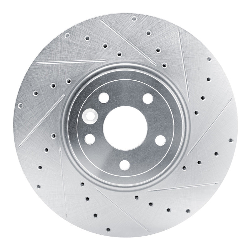 R1 Concepts R1 16-24 Jaguar XF Front Right Drilled & Slotted Silver Brake Rotor