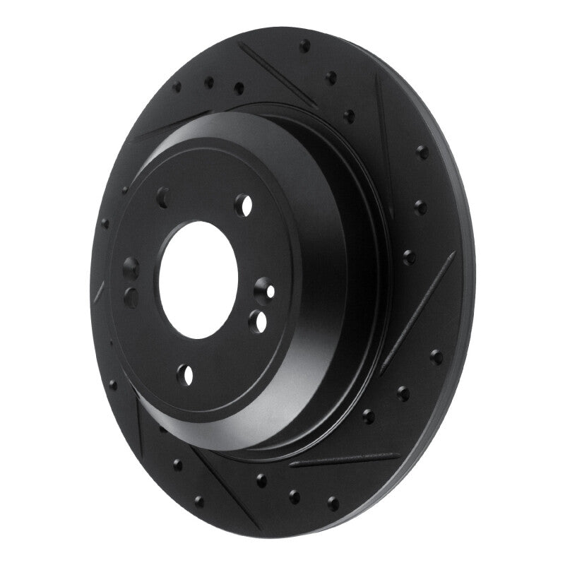 R1 Concepts R1 18-23 Genesis G70 Rear Right Drilled & Slotted Black Brake Rotor