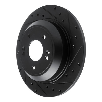 R1 Concepts R1 18-23 Genesis G70 Rear Right Drilled & Slotted Black Brake Rotor