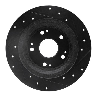 R1 Concepts R1 05-17 Honda Accord Rear Left Drilled & Slotted Black Brake Rotor