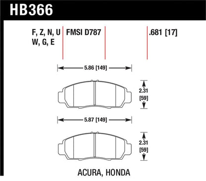 Hawk Performance Hawk 04-10 Acura TSX / 99-08 TL / 01-03 CL / 03-10 Honda Accord EX DTC-60 Race Front Brake Pads