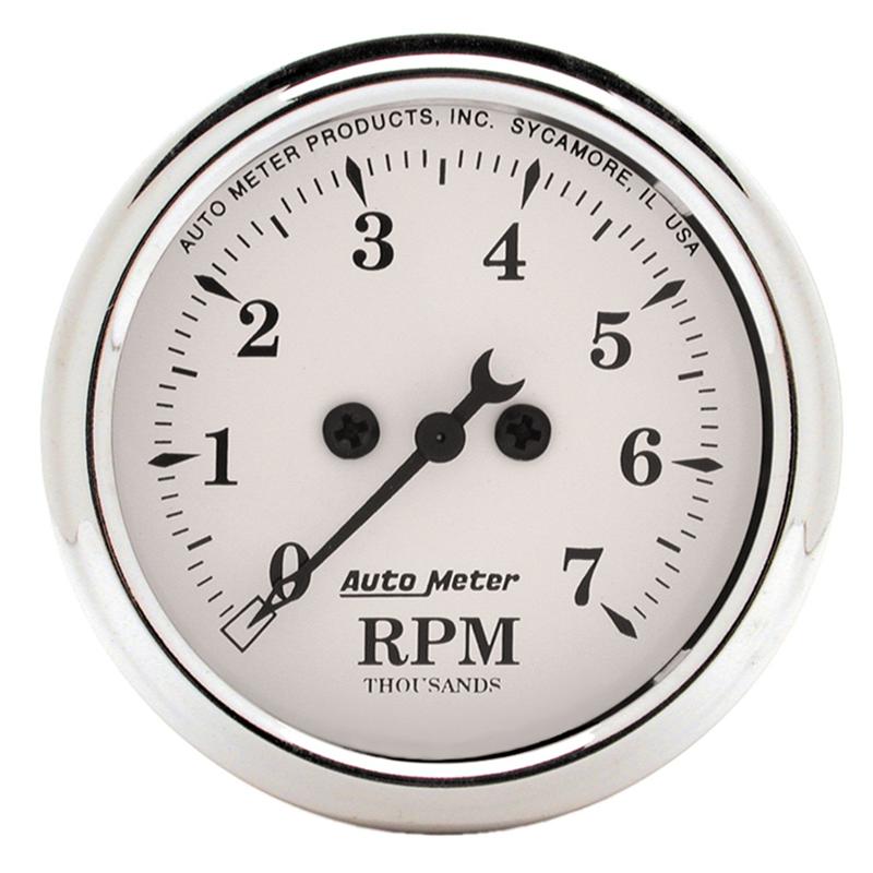 Autometer Old Tyme White 3-3/8in Short Sweep Electric Quad Gauge-Oil Press 0-100 PSI/Water Temp100-