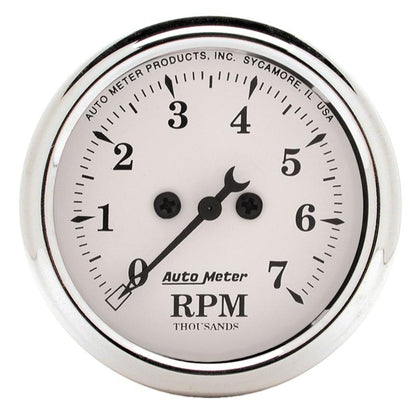 AutoMeter Gauge Tachometer 3-3/8in. 8K RPM In-Dash Old Tyme White