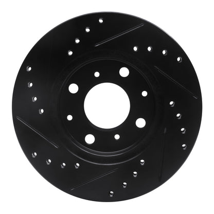 R1 Concepts R1 90-00 Honda Civic Hatchback Front Right Drilled & Slotted Black Brake Rotor