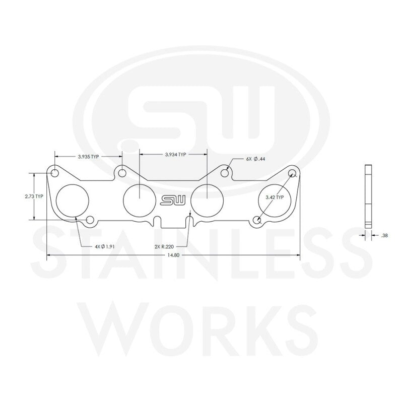 Stainless Works Ford 5.2L/5.0L Coyote Round Port Header 304SS Exhaust Flanges 1-3/4in Primaries