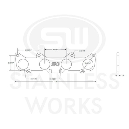 Stainless Works Ford 5.2L/5.0L Coyote Round Port Header 304SS Exhaust Flanges 1-3/4in Primaries