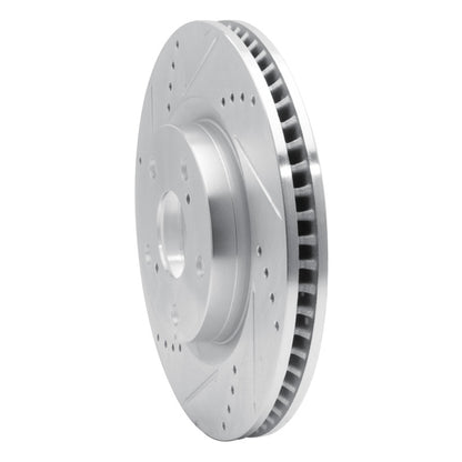 R1 Concepts R1 21-26 Genesis G90 Front Left Drilled & Slotted Silver Brake Rotor