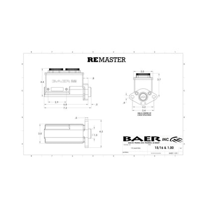 Baer Brakes Ford/GM 1in Bore Remaster 2-Bolt Right Port Master Cylinder Assembly - Black