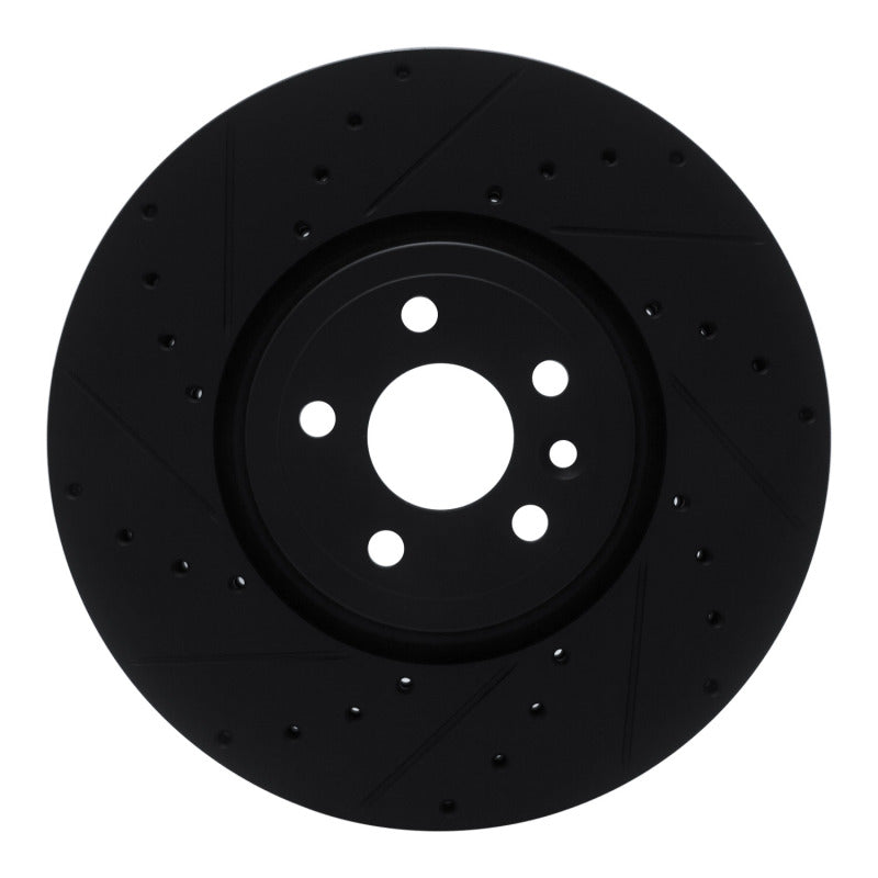 R1 Concepts R1 2017-2020 Jaguar F-Pace Front Left Drilled & Slotted Black Brake Rotor