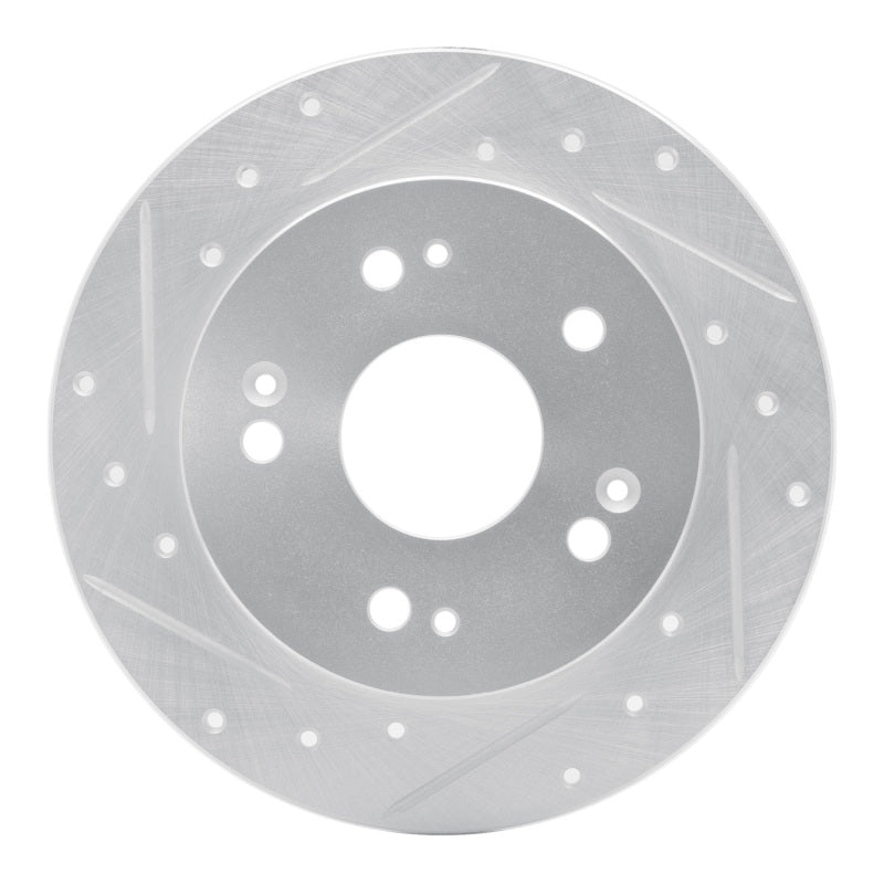 R1 Concepts R1 06-15 Honda Civic Si Rear Left Drilled & Slotted Silver Brake Rotor