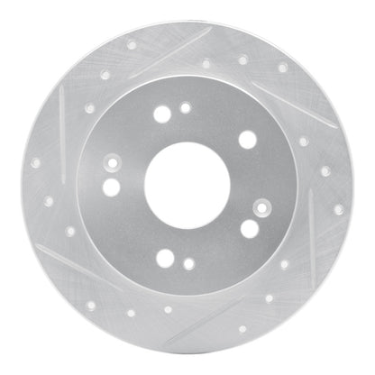 R1 Concepts R1 06-15 Honda Civic Si Rear Left Drilled & Slotted Silver Brake Rotor