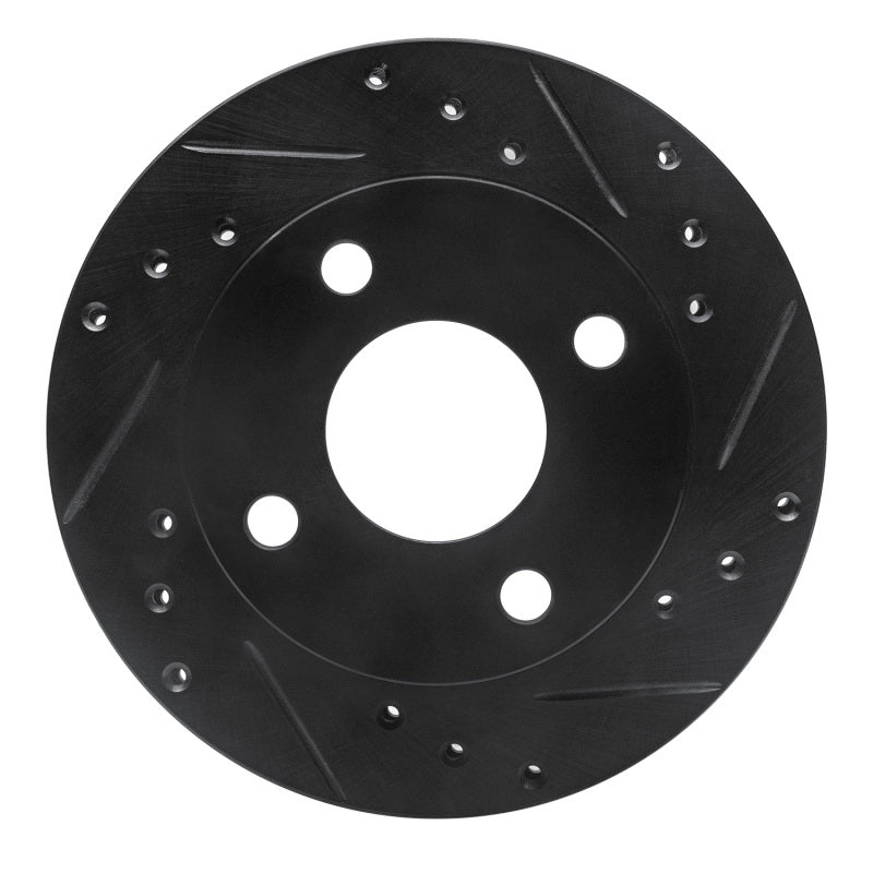 R1 Concepts R1 81-94 Ford TEMPO Front Right Drilled & Slotted Black Brake Rotor