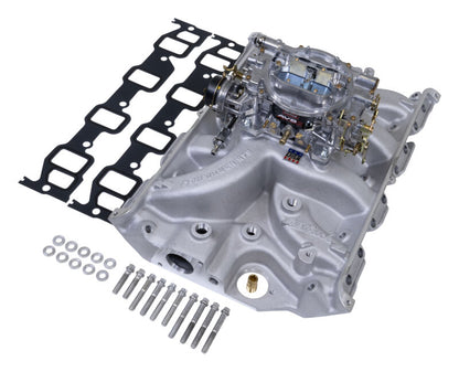 Edelbrock Manifold And Carb Kit Performer RPM Ford FE Natural Finish