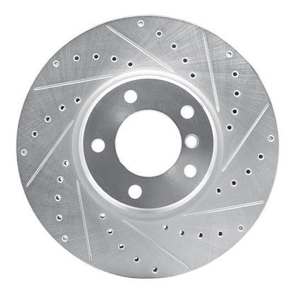 R1 Concepts R1 95-01 BMW 750IL Front Right Drilled & Slotted Silver Brake Rotor