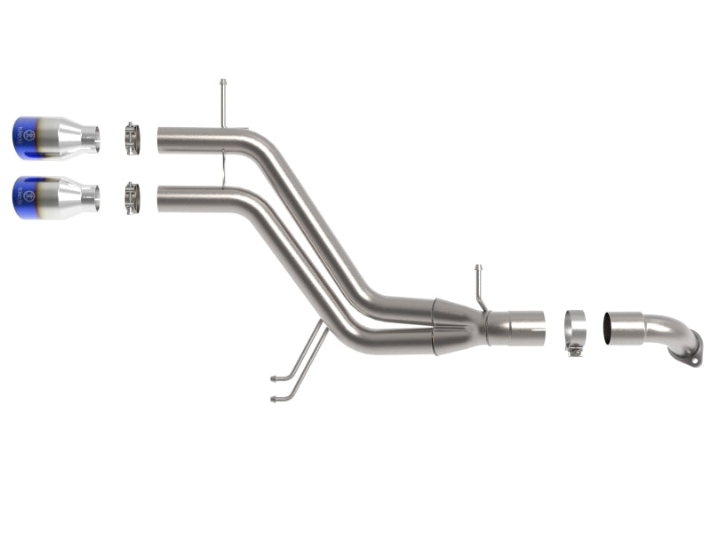 aFe Takeda 13-17 Hyundai Veloster L4-1.6L 2-1/2in 304 SS Axle-Back Exhaust w/ Blue Flame Tips