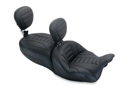 Mustang Motorcycle Mustang 15-21 Harley Freewheeler Std Touring Deluxe 1PC Seat w/Driver and Passenger Backrest - Black