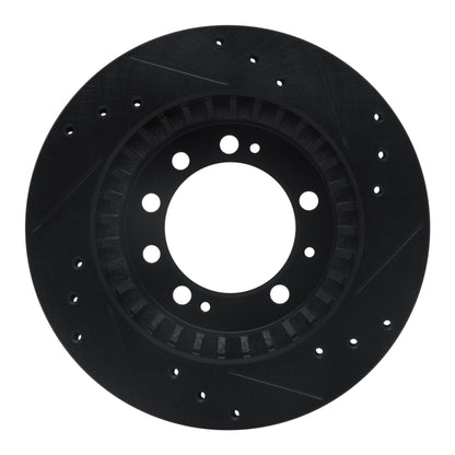R1 Concepts R1 83-89 Chrysler Conquest Rear Left Drilled & Slotted Black Brake Rotor