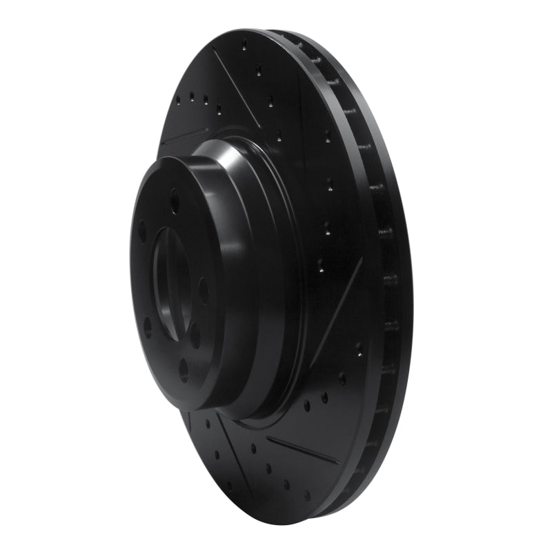 R1 Concepts R1 02-08 BMW 760LI Front Right Drilled & Slotted Black Brake Rotor
