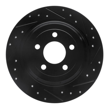 R1 Concepts R1 15-23 Ford Mustang Rear Right Drilled & Slotted Black Brake Rotor