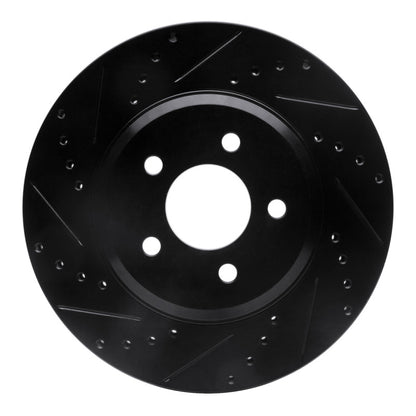 R1 Concepts R1 05-14 Ford Mustang Front Left Drilled & Slotted Black Brake Rotor