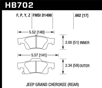 Hawk Performance Hawk 11-12 Dodge Durango / 11-12 Jeep Grand Cherokee LTS Rear Street Brake Pads