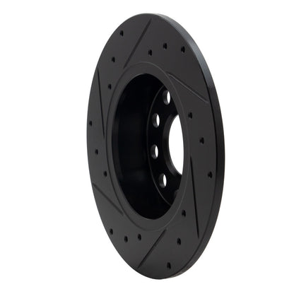 R1 Concepts R1 05-25 Audi A3 Sportback E-Tron Rear Right Drilled & Slotted Black Brake Rotor