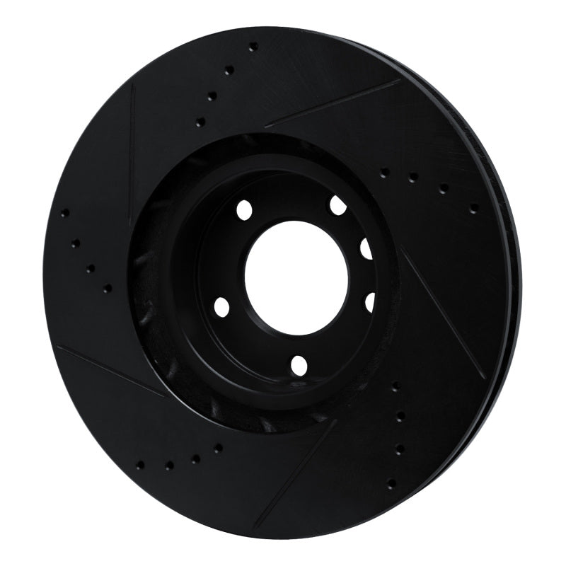 R1 Concepts R1 2011-2018 Porsche Cayenne Left Front Drilled & Slotted Black Brake Rotor