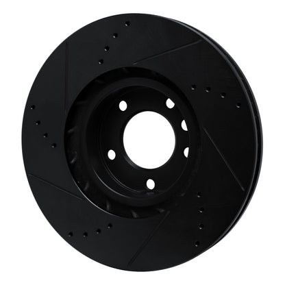 R1 Concepts R1 2011-2018 Porsche Cayenne Left Front Drilled & Slotted Black Brake Rotor