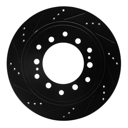 R1 Concepts R1 2010-2024 Lexus GX460 Rear Left Drilled & Slotted Black Brake Rotor