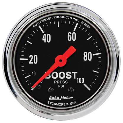 AutoMeter Gauge Boost 2-1/16in. 100 PSI Mechanical Traditional Chrome